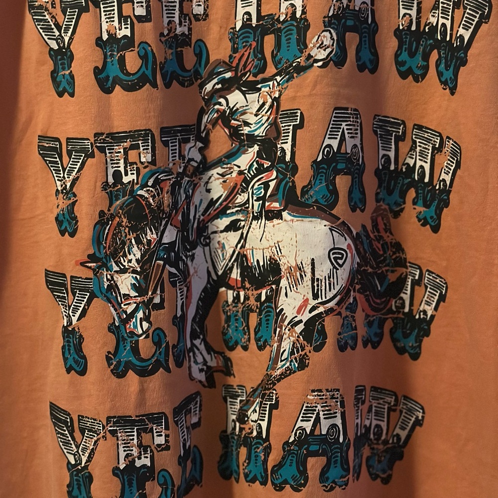 Rock&Roll Burnt Orange Graphic Cowboy Shirt
